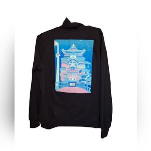 Spirited Away Studio Ghibli Movie Hoodie Anime Miyazaki Ladies XL Black Blue